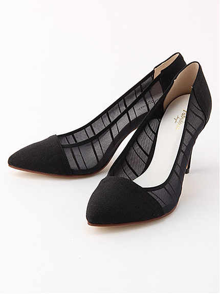 マルチストライプメッシュパンプス