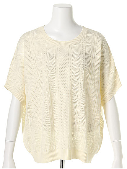 透かし柄ドルマンニット