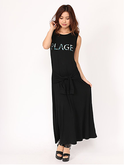 腰巻風マキシワンピ