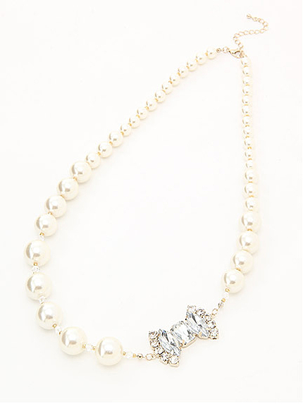 ビジューリボンネックレス