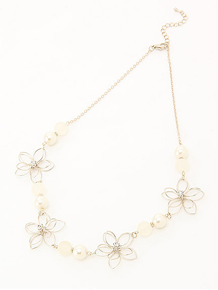 ワイヤーフラワービジューネックレス