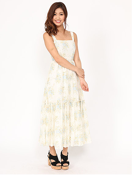 花柄マキシワンピース