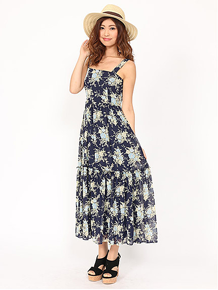 花柄マキシワンピース