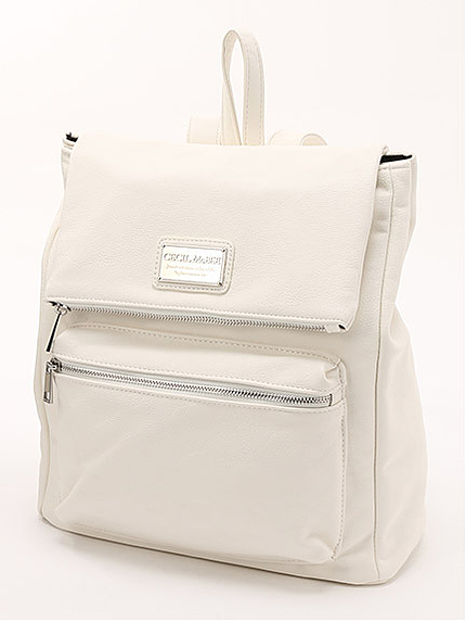 ロゴプレートスクエアフェイクレザーリュック