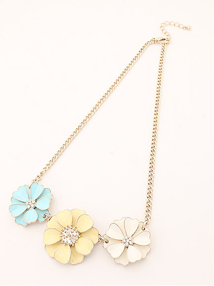 3カラーフラワーネックレス