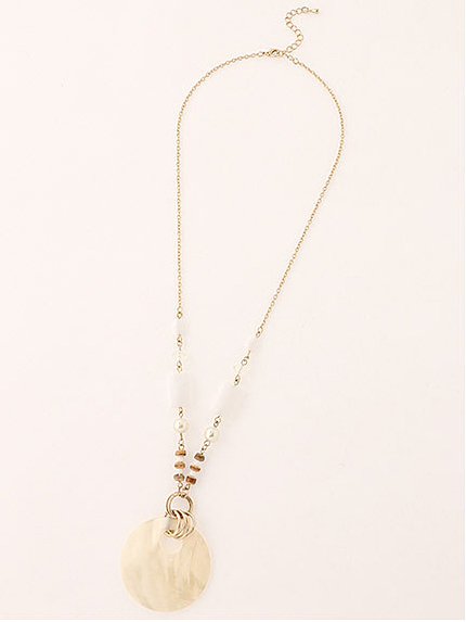 サークルプレートMixビーズネックレス