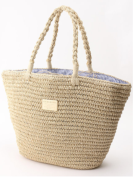 ロゴプレート付きカゴバッグ