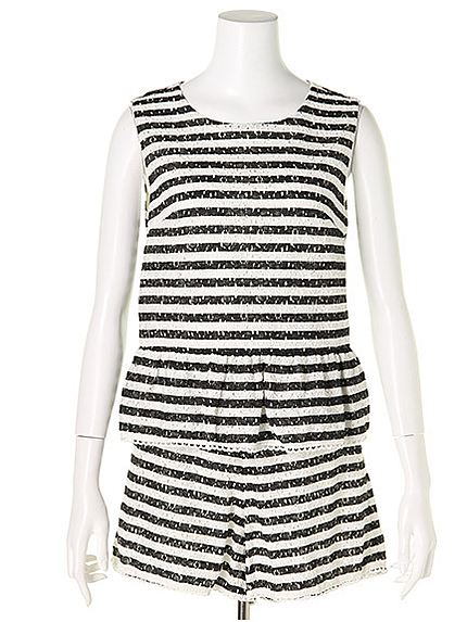 レースボーダーペプラムセットアップ