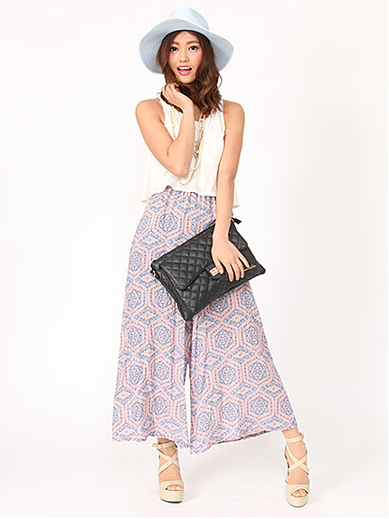 ノースリ花柄マキシパンツ