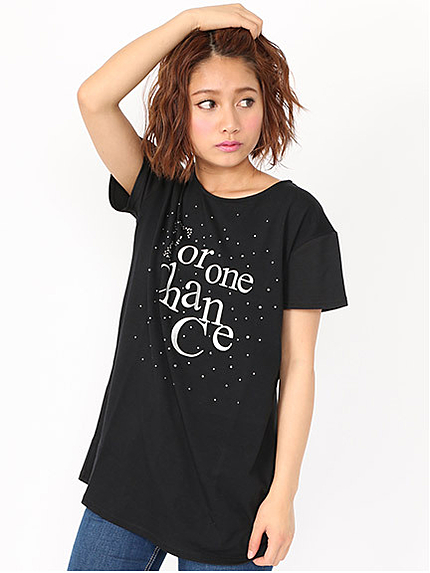 ラインストーン付きロゴＰｔカットソー