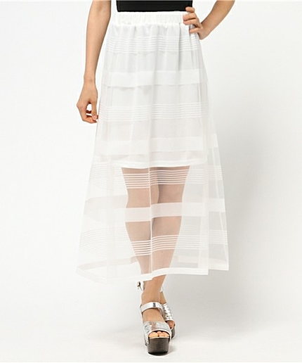 WEGO/ボーダーチュールマキシスカート