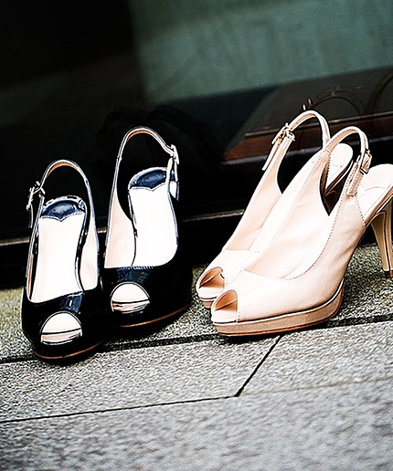 Fレザーオープントゥサンダル