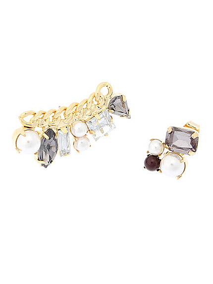 ビジュー×パールミックスピアス