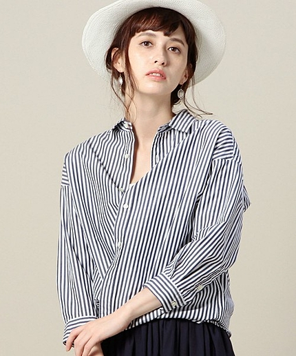 BY カシュクールドロップスリーブ8分袖シャツ