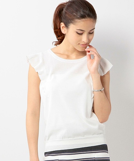 JOC C/NY アミジキリカエ フリル袖　/　サマーニット