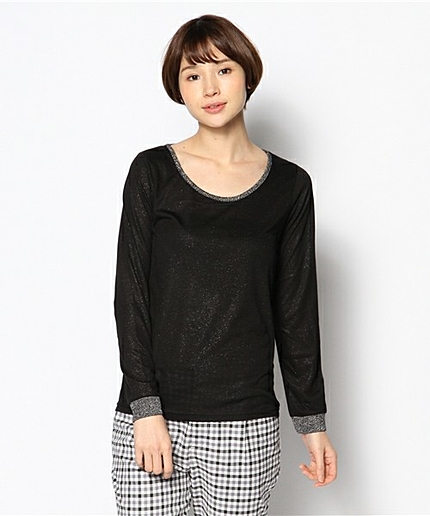 ラメテレコ長袖Tシャツ