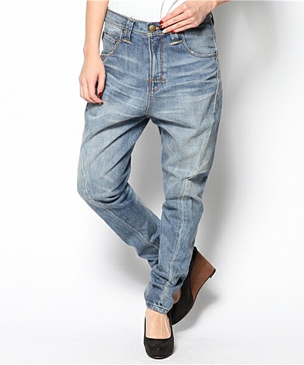 3DサルエルUSED加工デニム