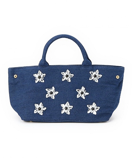 BY デニム ビジューフラワー2WAYトート