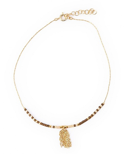 BY ビーズ×チェーンフリンジ アンクレット