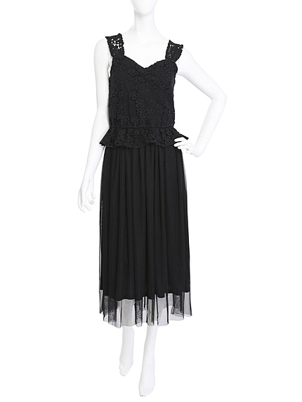 【W】レースビスチェマキシワンピース