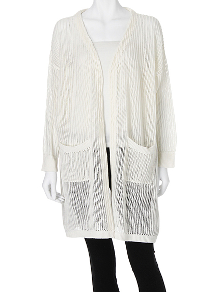 【DUO】 コットン透かし編ミディカーデ