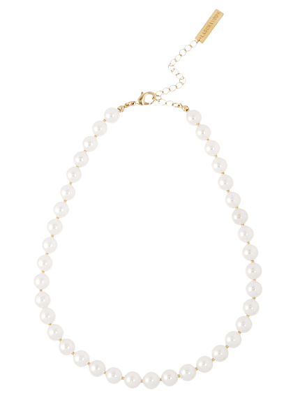Goldビーズパールショートネックレス