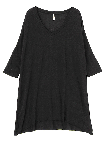 Vネックシースルートップス