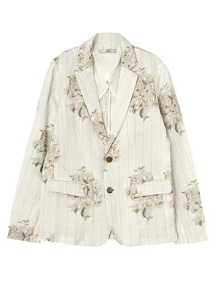 フラワーリネンストライプジャケット