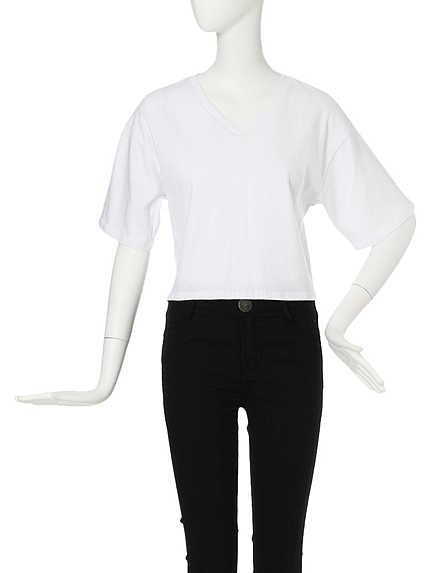 【CASUAL】Vネックショートトップス