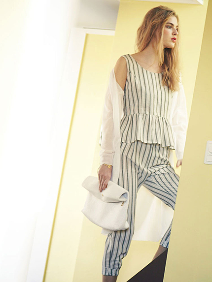 【BIJ】 ストライプテーパードパンツ