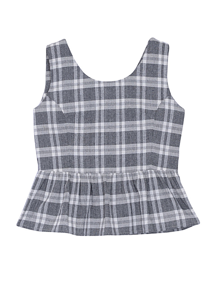 【BIJ】 チェックペプラムブラウス