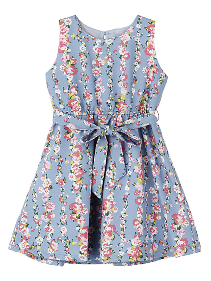 【KIDS】オリジナルフラワーストライプ柄ワンピース