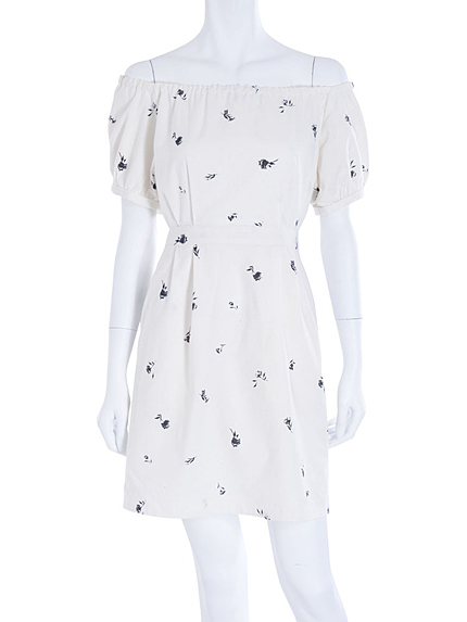 【DUO】単色小花オフショルワンピース