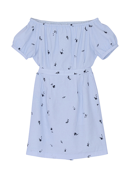 【DUO】単色小花オフショルワンピース