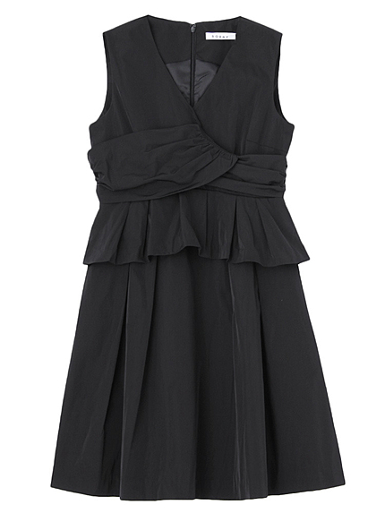 ギャザーペプラムドレス