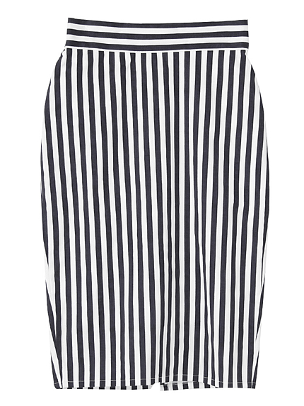 ウエスト切替ストライプミディスカート