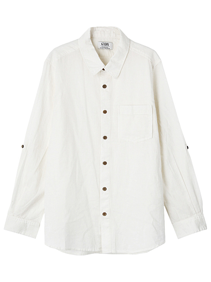 Woods button cottonシャツ