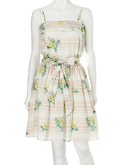 【DUO】 ハイビスカスボーダーリラックスワンピース