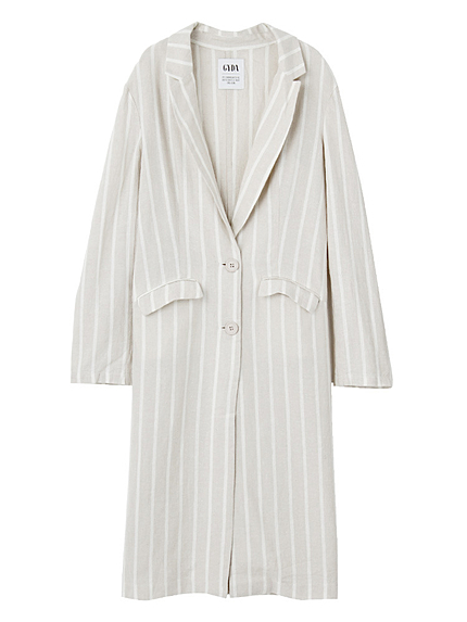 ワイドストライプマキシジャケット