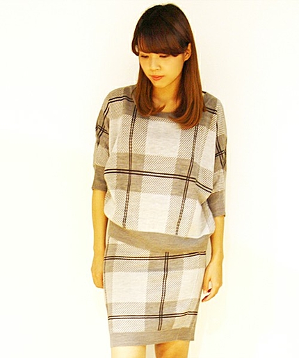 【2014秋冬新作】ニットチェックトップス