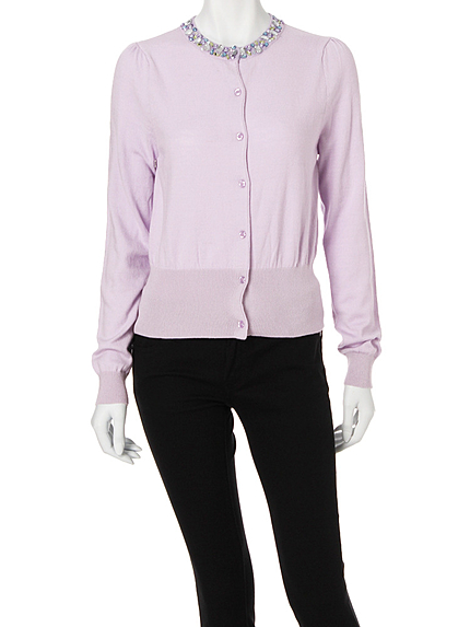 【DUO】 ビジュネックLadyニットカーデ