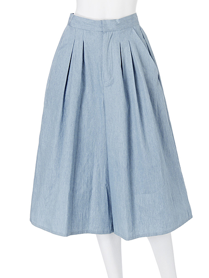 【DUO】　コットンフレアガウチョパンツ（アイスブルー）