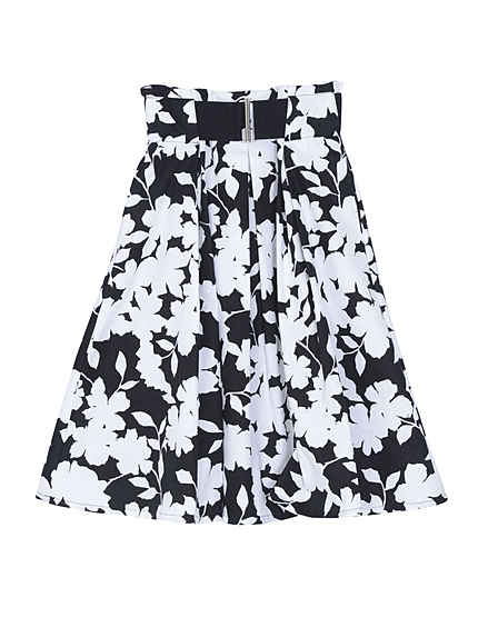 モノトーンフラワースカート