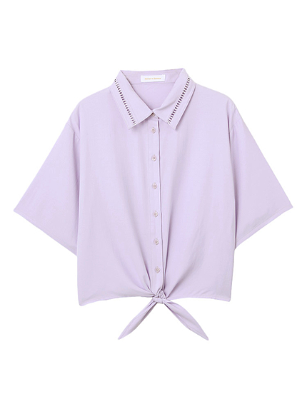 裾リボン半袖シャツ