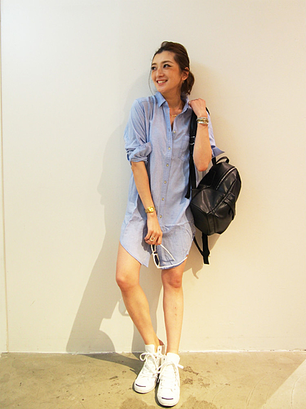 リネンシャツワンピ