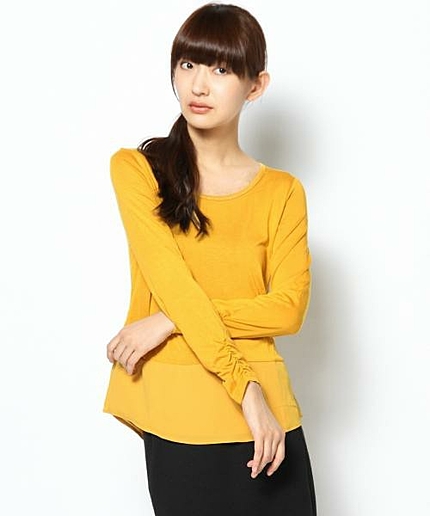 マテリアルミックスプレ天カットソー