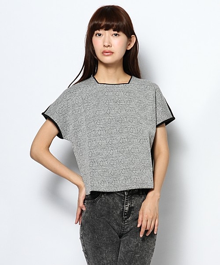 バイカラーコットン/ウールテクスチャートップス