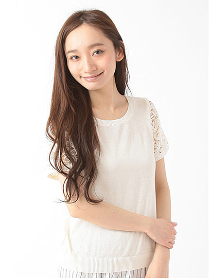 ・N袖レースニットプルオーバー