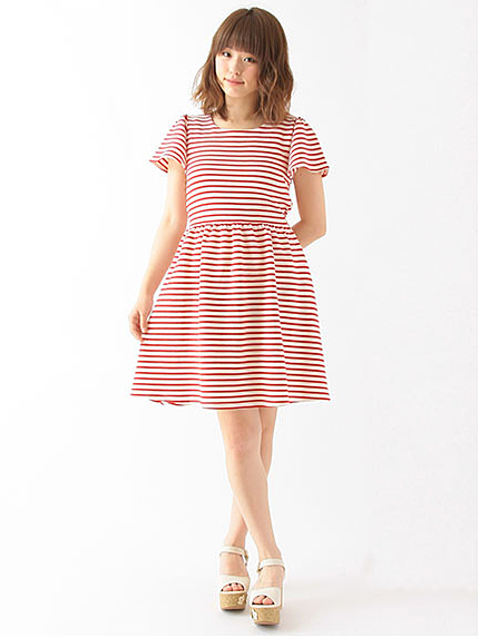 【Special Price】ボーダーフィット&フレアーワンピース