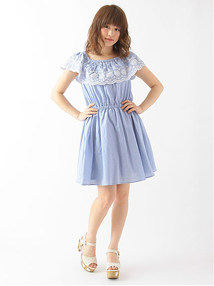 【Special Price】レース刺繍オフショルワンピース